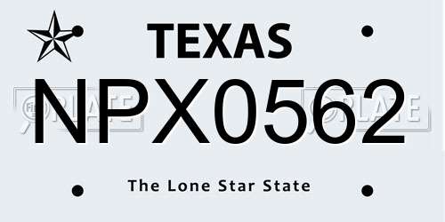 NPX0562 Texas License Plate