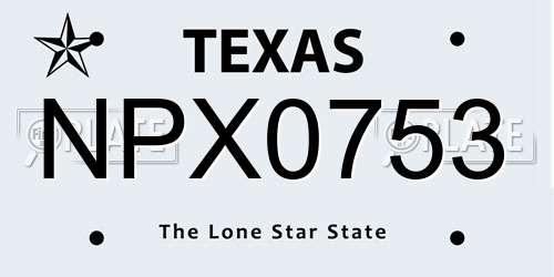 NPX0753 Texas License Plate