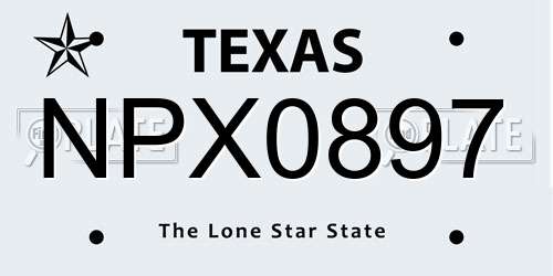 NPX0897 Texas License Plate