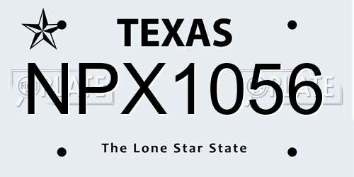 NPX1056 Texas License Plate