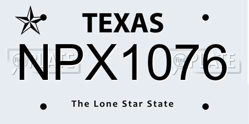NPX1076 Texas License Plate