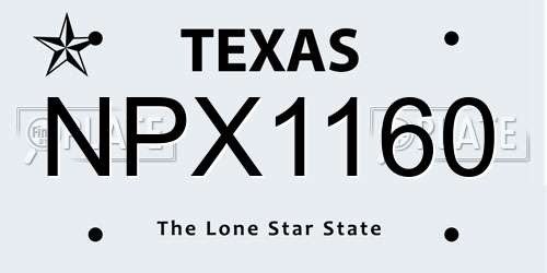 NPX1160 Texas License Plate