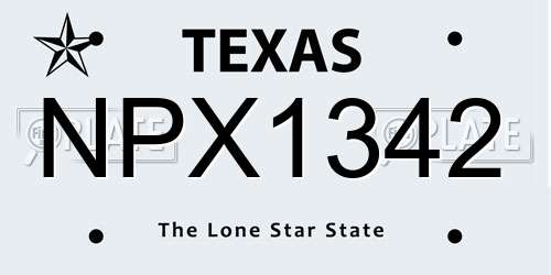 NPX1342 Texas License Plate