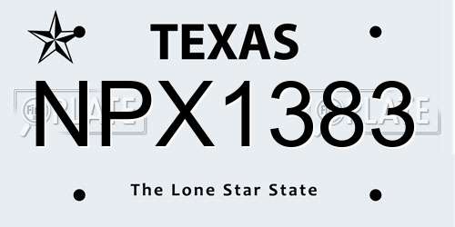 NPX1383 Texas License Plate