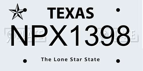 NPX1398 Texas License Plate