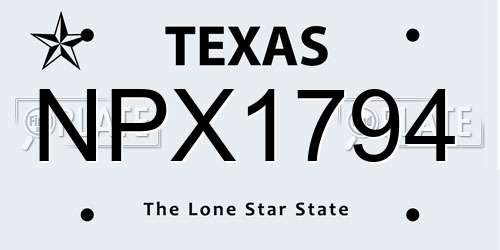 NPX1794 Texas License Plate