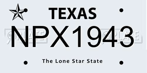 NPX1943 Texas License Plate