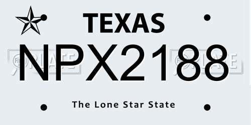 NPX2188 Texas License Plate