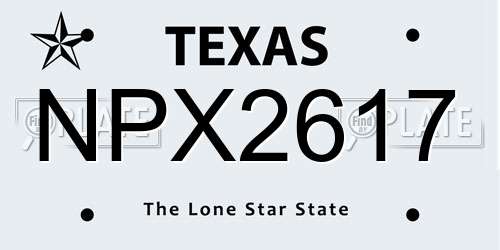 NPX2617 Texas License Plate