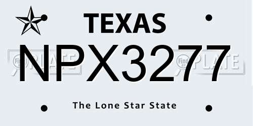 NPX3277 Texas License Plate
