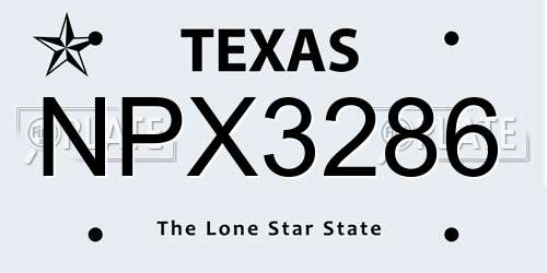 NPX3286 Texas License Plate