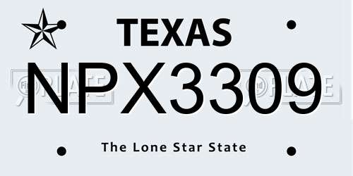 NPX3309 Texas License Plate