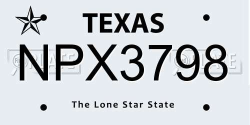 NPX3798 Texas License Plate
