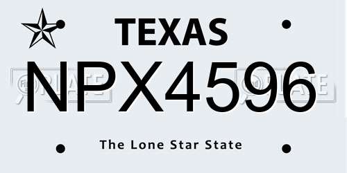 NPX4596 Texas License Plate