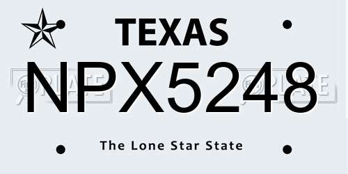 NPX5248 Texas License Plate