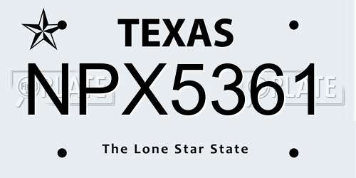 NPX5361 Texas License Plate