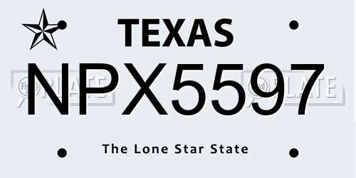 NPX5597 Texas License Plate