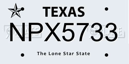 NPX5733 Texas License Plate