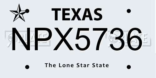 NPX5736 Texas License Plate