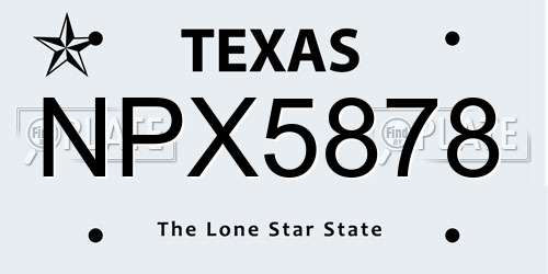 NPX5878 Texas License Plate