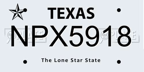 NPX5918 Texas License Plate