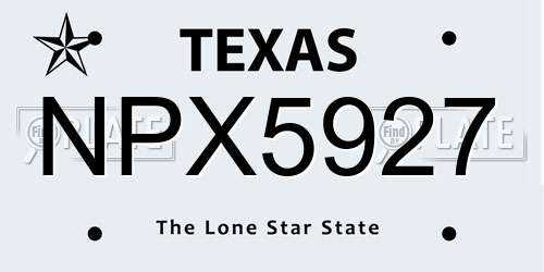 NPX5927 Texas License Plate