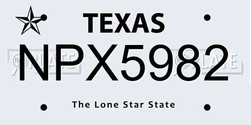 NPX5982 Texas License Plate