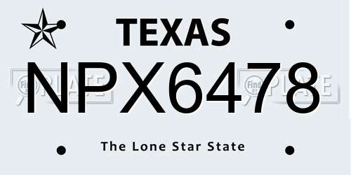 NPX6478 Texas License Plate
