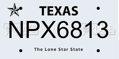 NPX6813 Texas License Plate