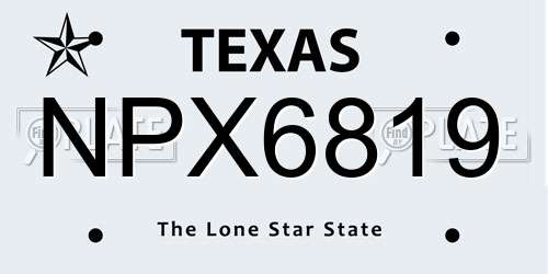 NPX6819 Texas License Plate