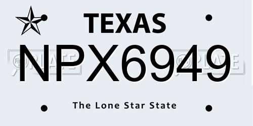 NPX6949 Texas License Plate