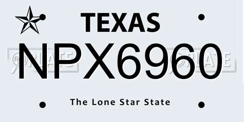 NPX6960 Texas License Plate