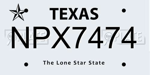 NPX7474 Texas License Plate