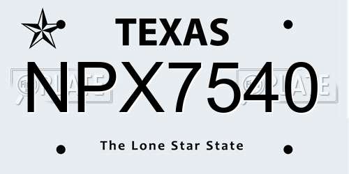 NPX7540 Texas License Plate