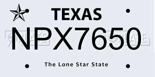 NPX7650 Texas License Plate