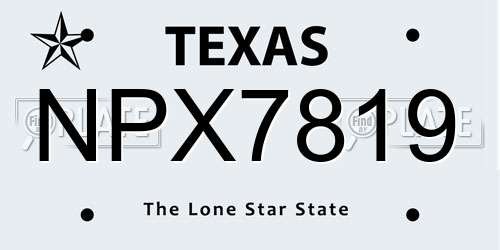 NPX7819 Texas License Plate