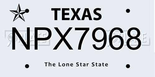 NPX7968 Texas License Plate