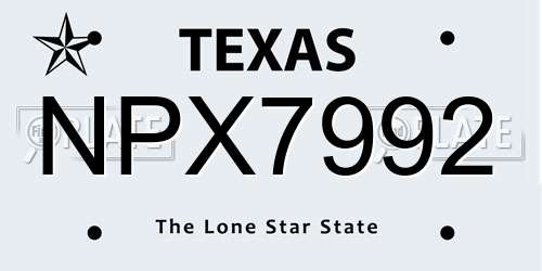 NPX7992 Texas License Plate