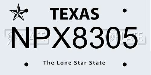 NPX8305 Texas License Plate