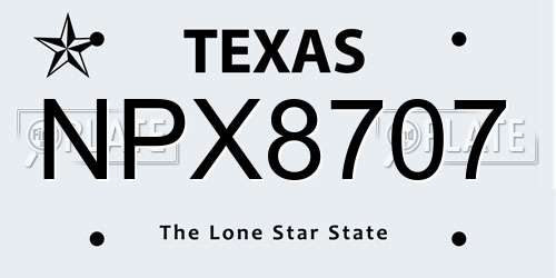 NPX8707 Texas License Plate
