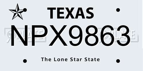 NPX9863 Texas License Plate