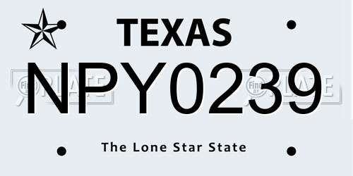 NPY0239 Texas License Plate
