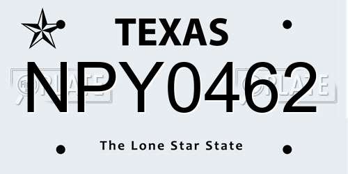 NPY0462 Texas License Plate