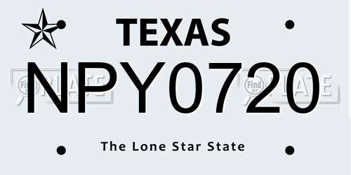 NPY0720 Texas License Plate