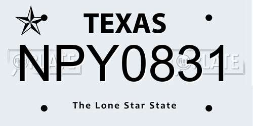 NPY0831 Texas License Plate
