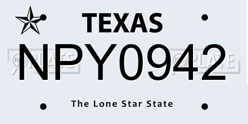 NPY0942 Texas License Plate