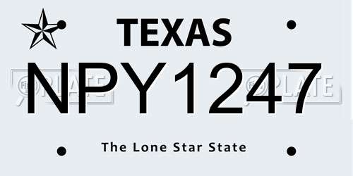 NPY1247 Texas License Plate