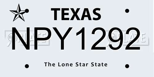 NPY1292 Texas License Plate