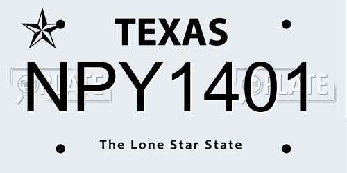 NPY1401 Texas License Plate