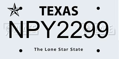NPY2299 Texas License Plate